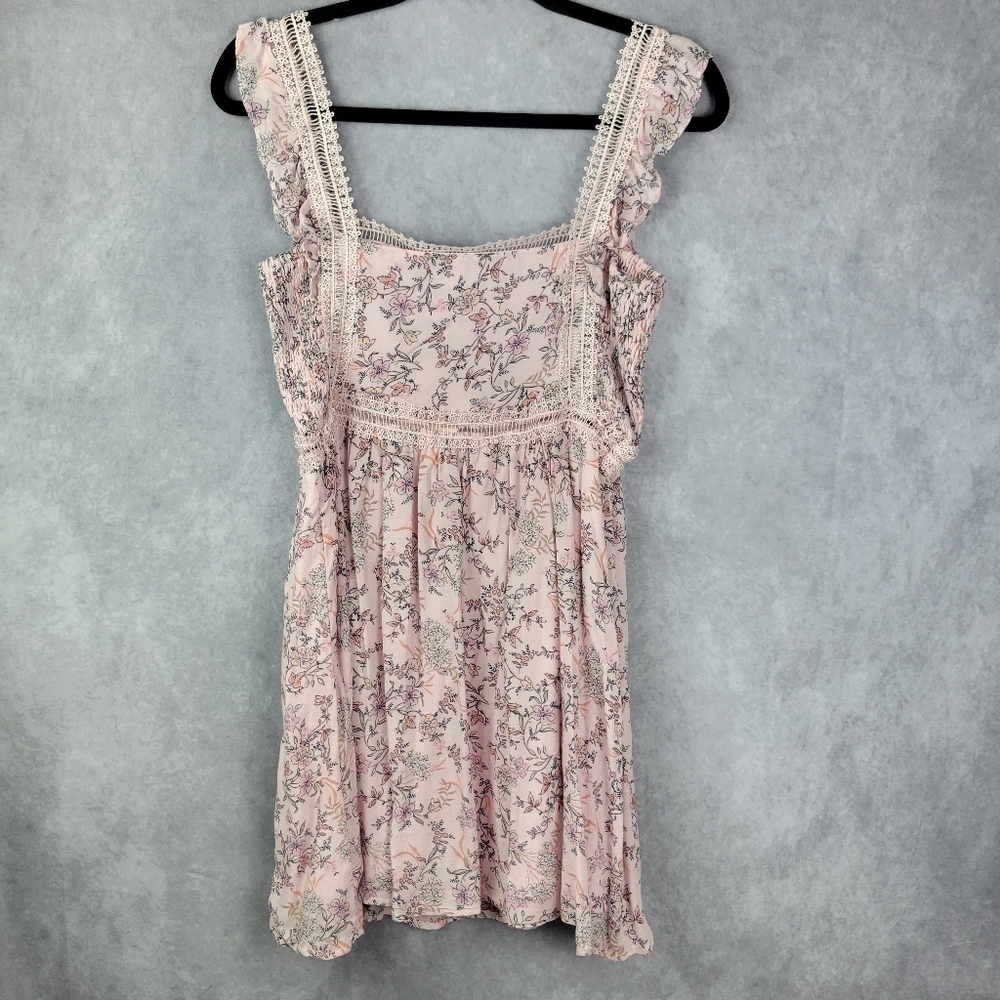 Altard State Light Pink Floral Mini Festival Fluence Mesh Romantic Dress‎ Size S